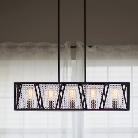 Vaxcel Oslo 5L Black Urban Loft Linear Chandelier Island Pendant Light Fixture H0224